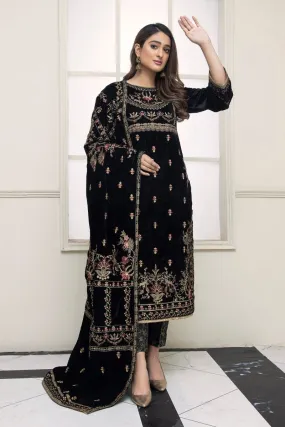 Mihrimah Embroidered Velvet 3 Piece Suit MIH38