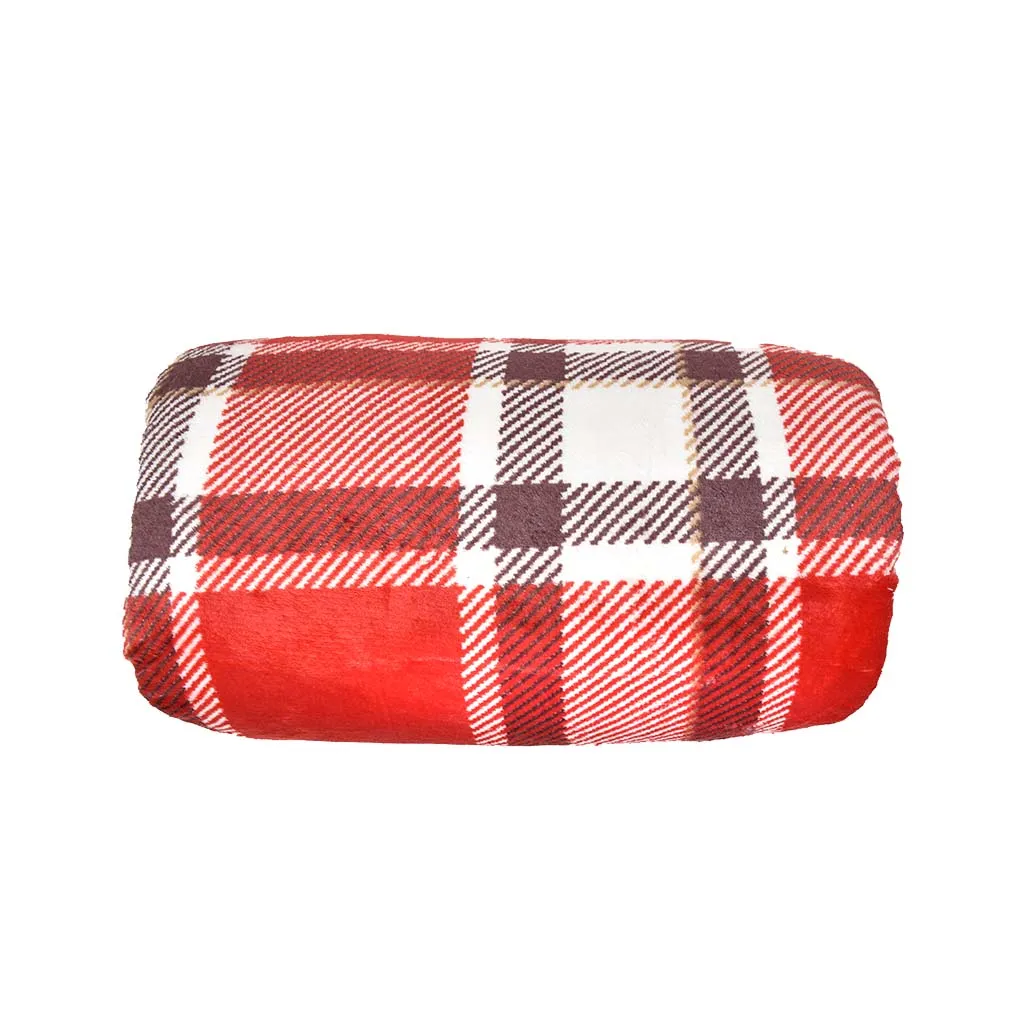 Plaid Agnellato con Pelliccia Fantasia Scozzese