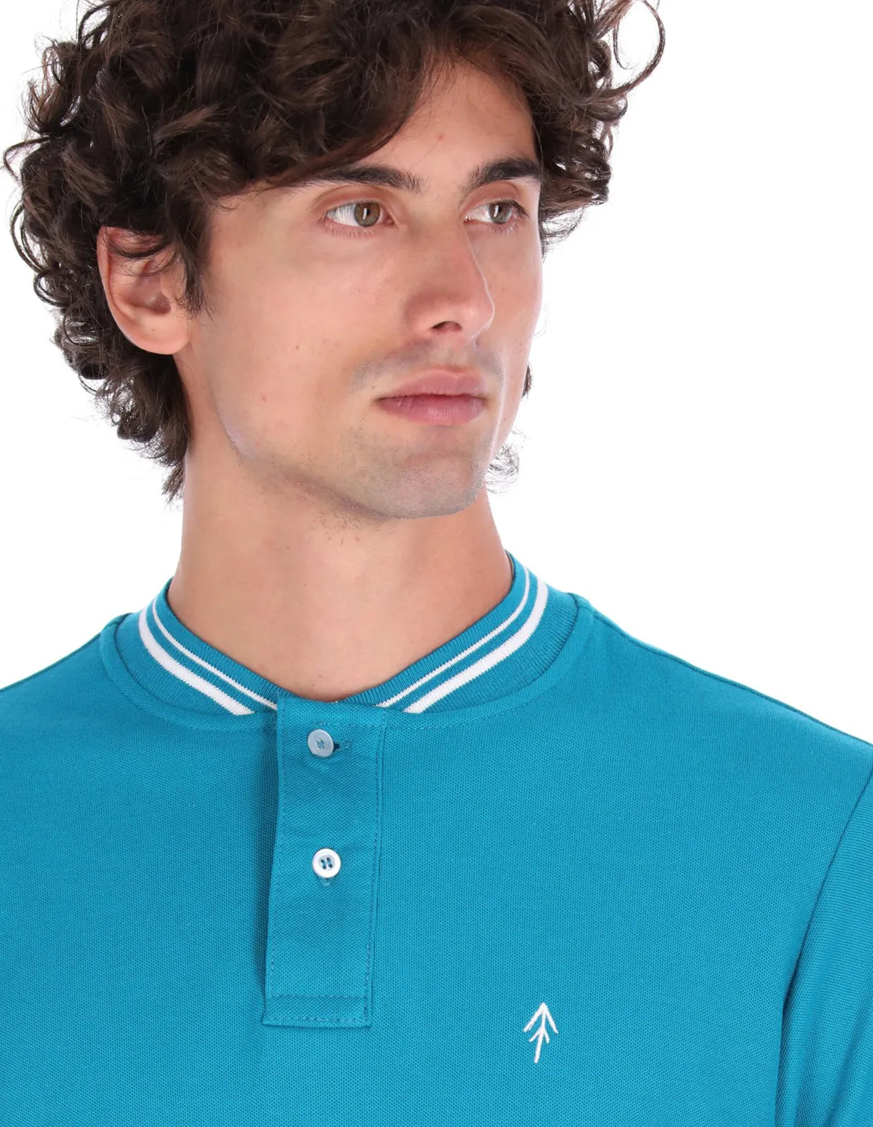 Playera Cuello Bomber Regular Fit Para Hombre - Jade