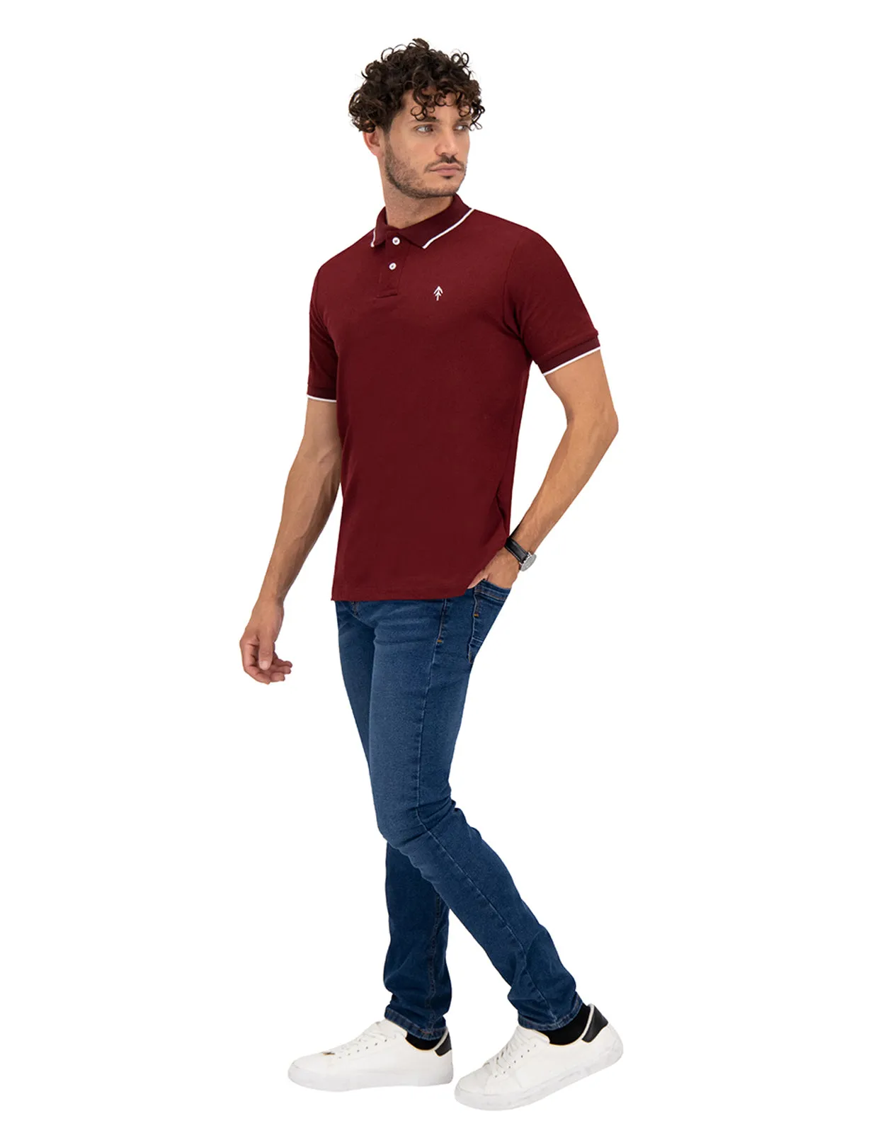 Playera Tipo Polo Regular Fit Para Hombre - Vino