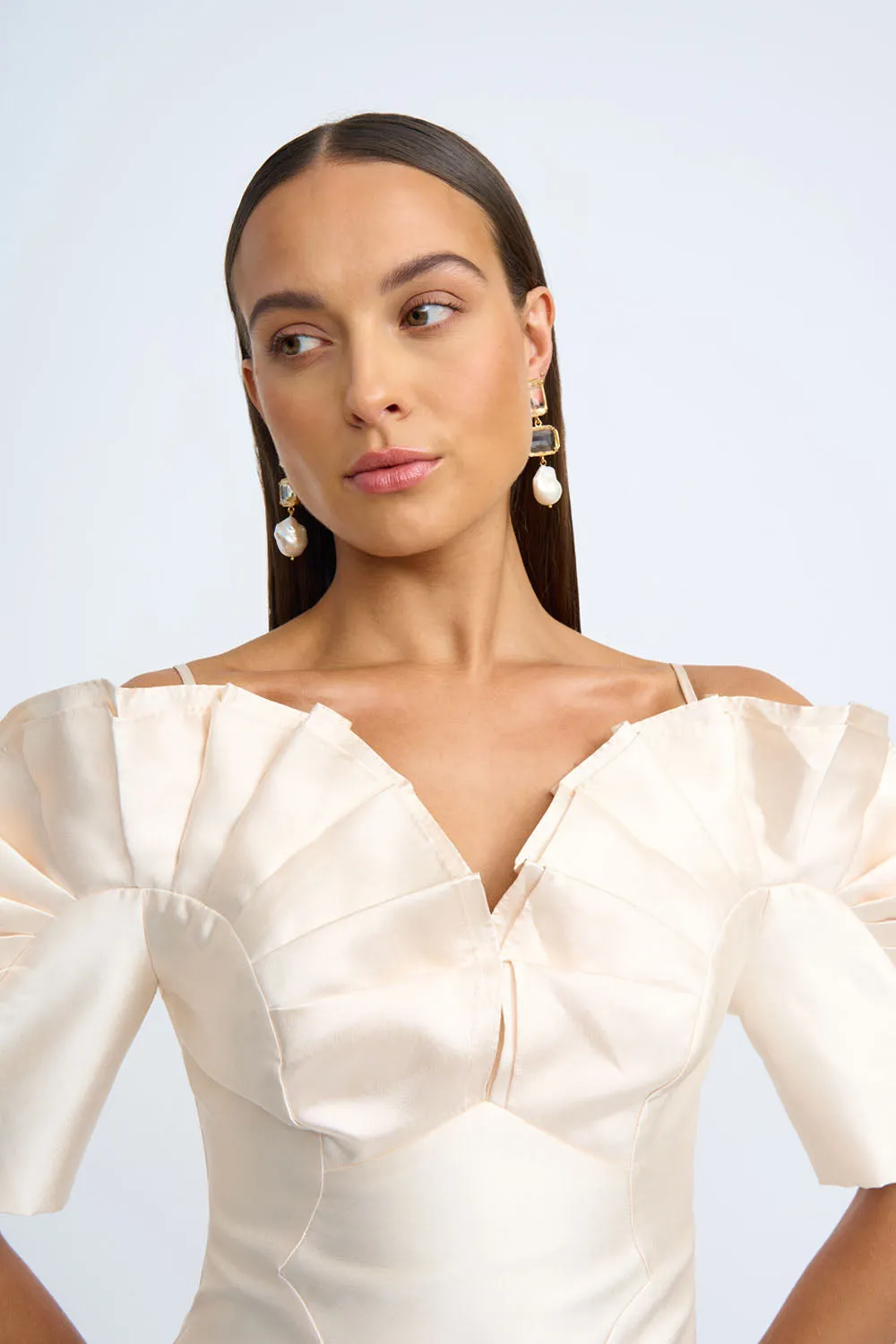 Ramira Off Shoulder Mini Dress - Champagne