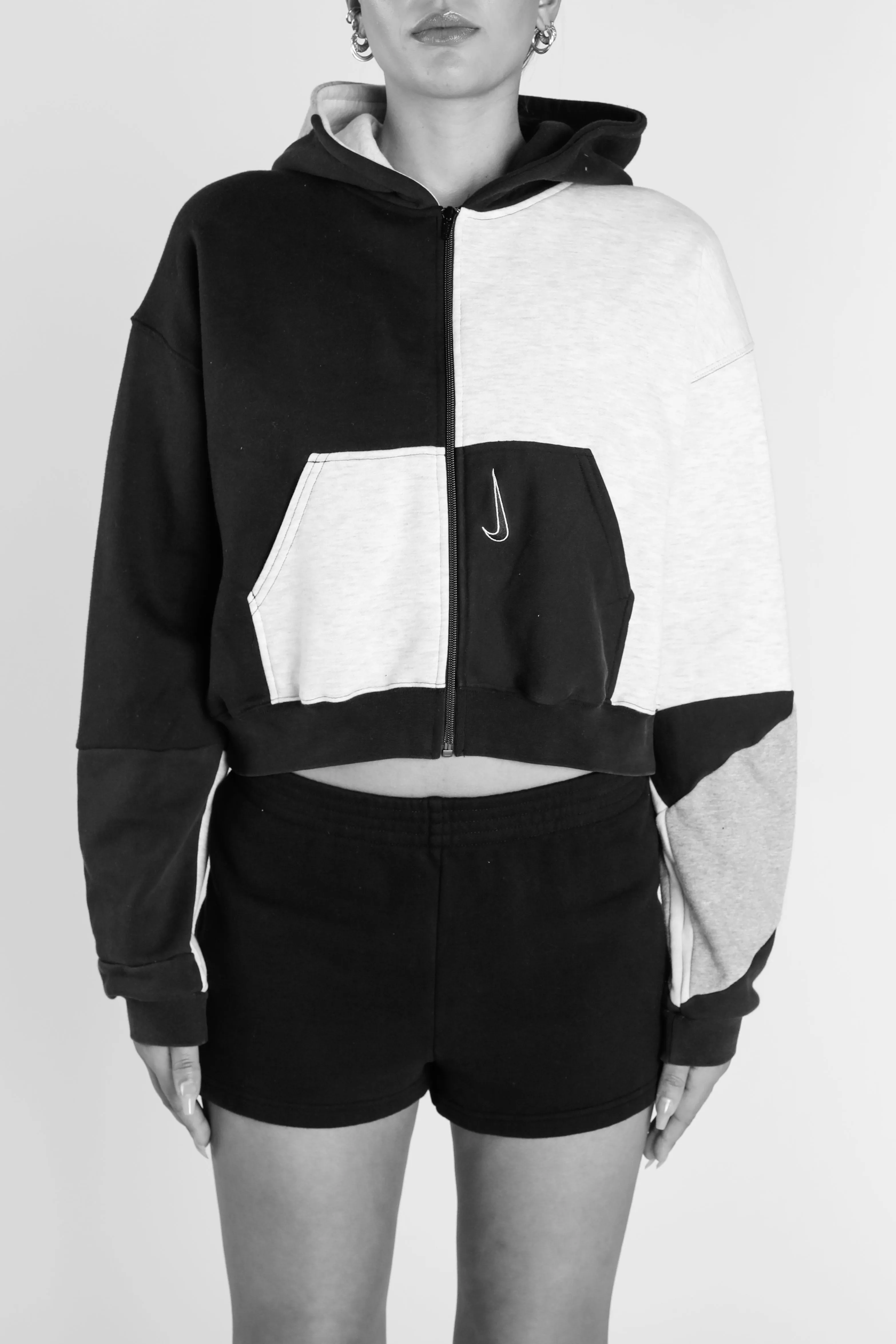 Rework Adidas Crop Zip Hoodie - L