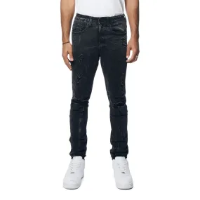 Rooting Effect Slim Tapered Denim Jeans - Black Matrix