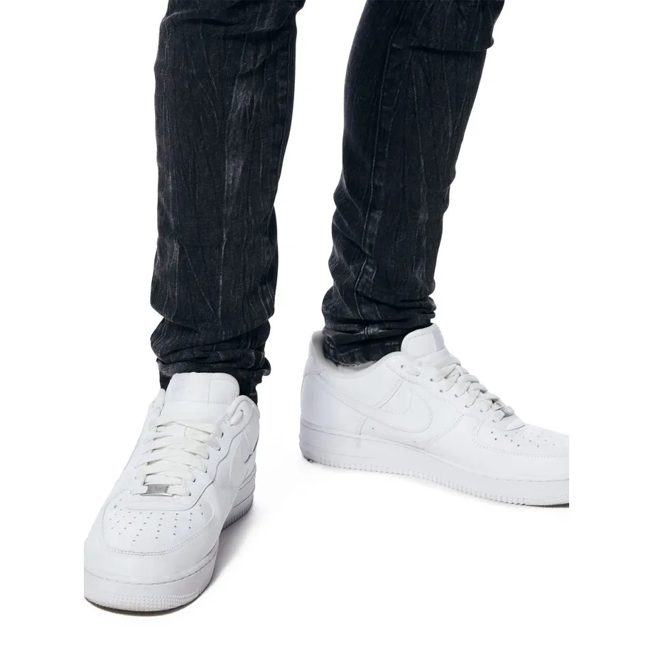 Rooting Effect Slim Tapered Denim Jeans - Black Matrix