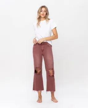 Russet Brown - Super High Rise 90's Vintage Crop Flare Jeans