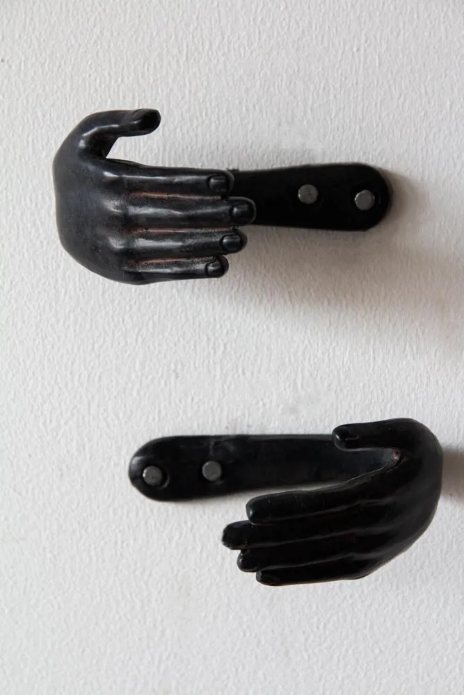 Set of 2 Black Iron Hand Hooks