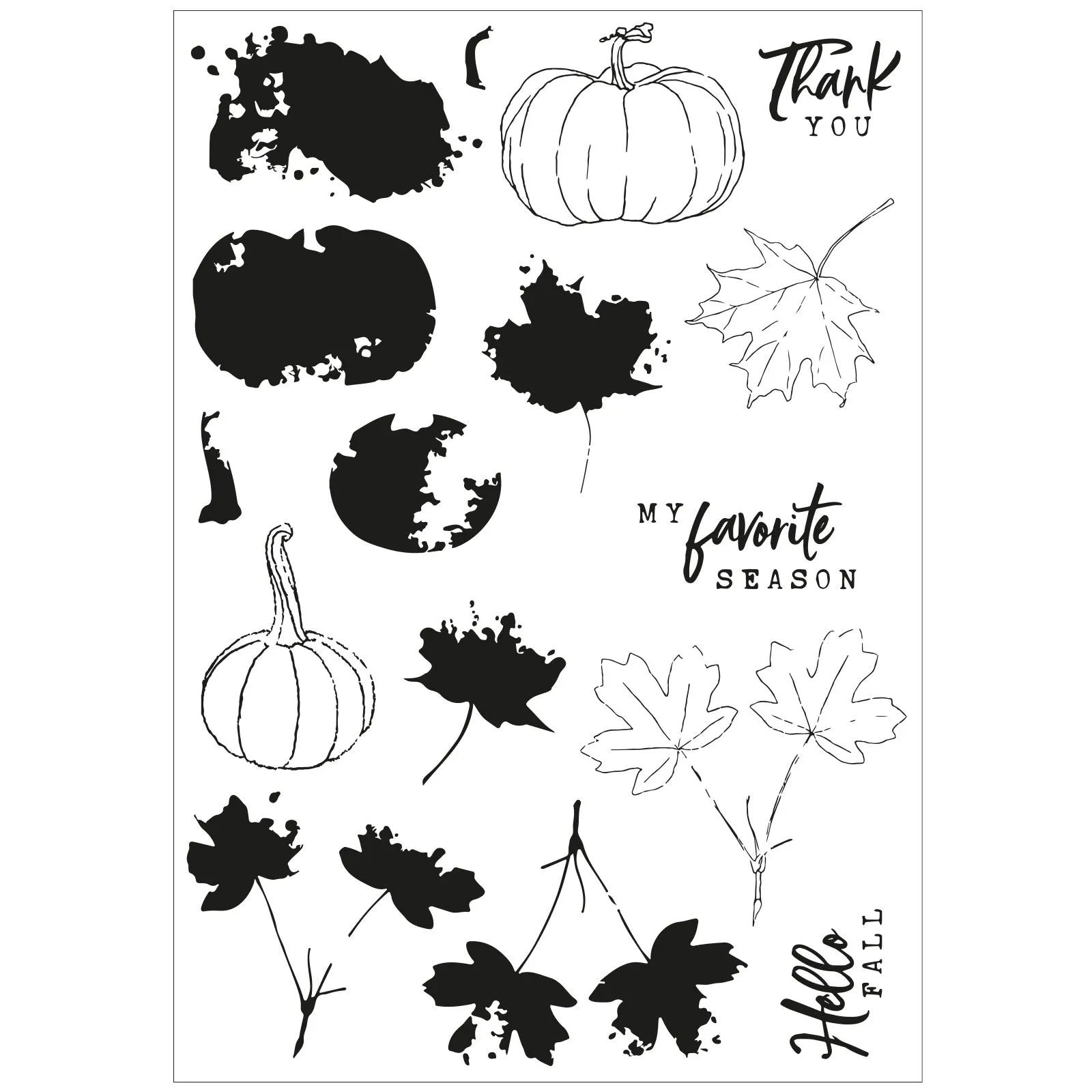 Sizzix A5 Clear Stamps 16PK w/7PK Framelits Die - Pencil Line Harvest by 49 and Market