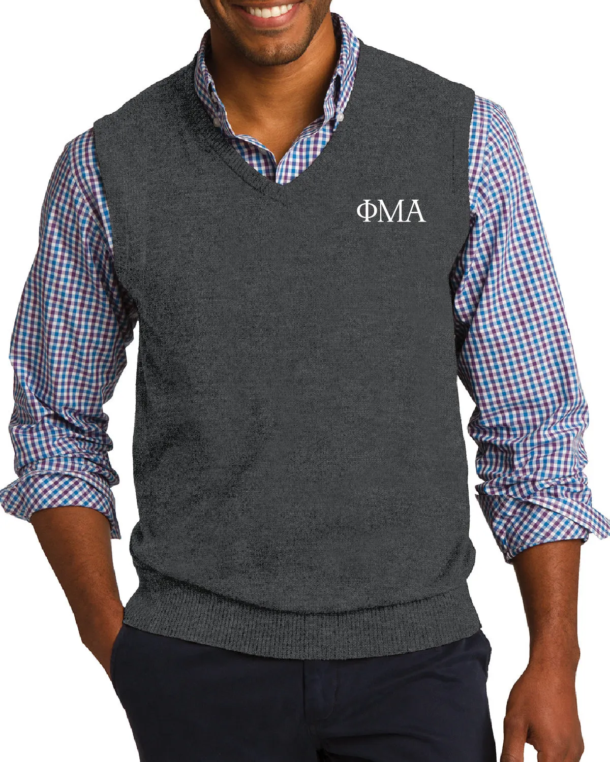 Sweater Vest - Charcoal, Greek Letters