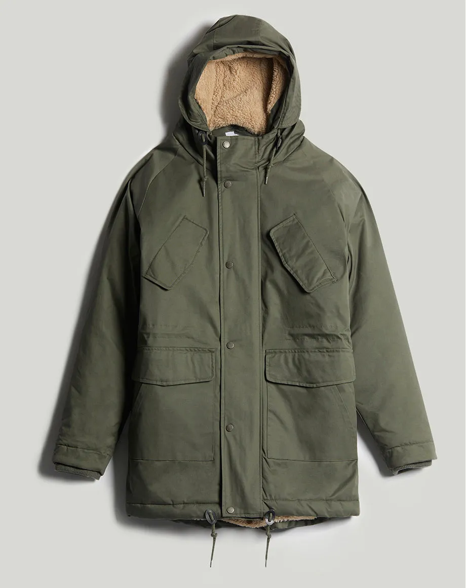 TOMRA OVERSIZED SHERPA LINED MENS PARKA | DARK KHAKI