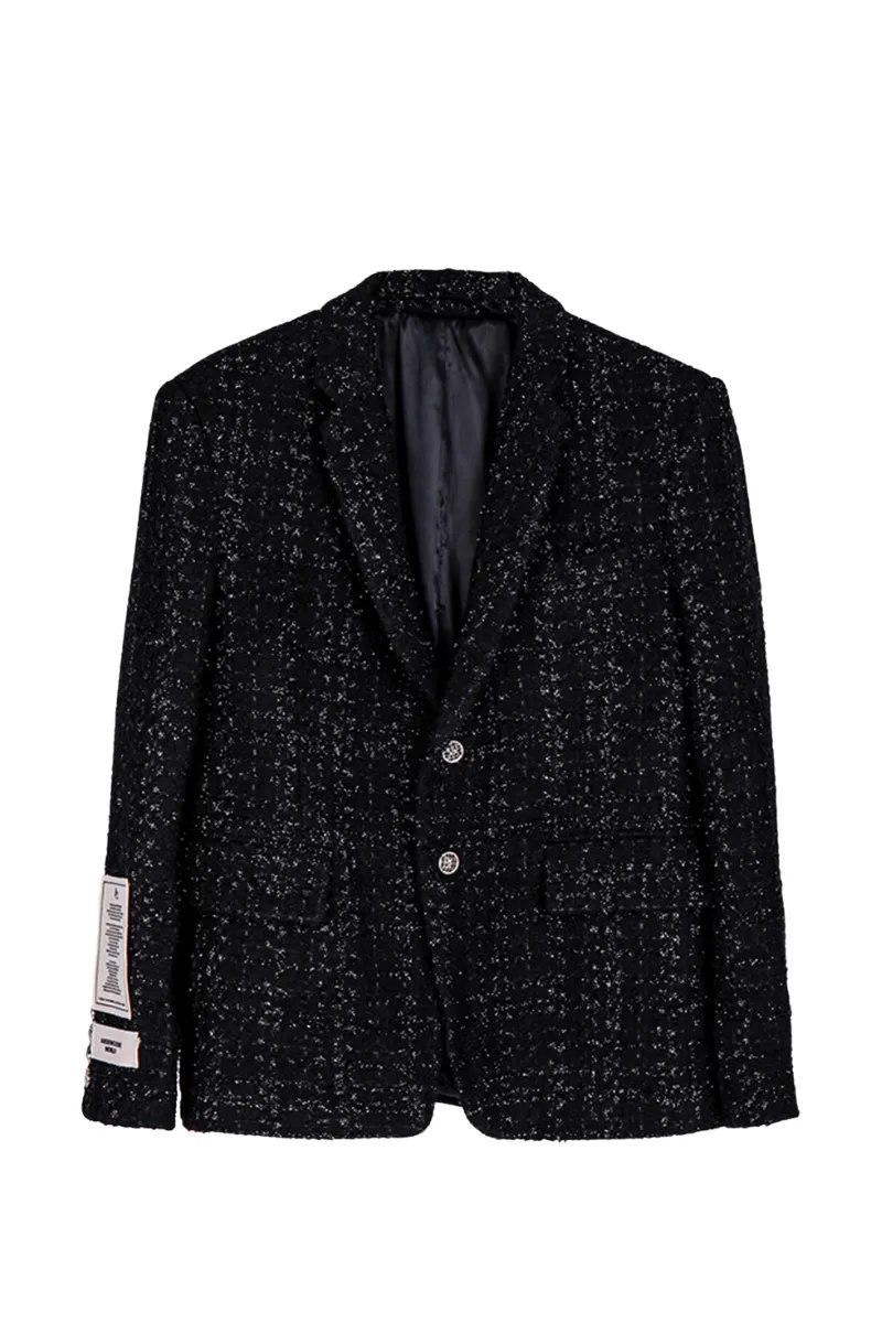 Unisex Wide-Shouldered Loose-fit Tweed Suit Jacket