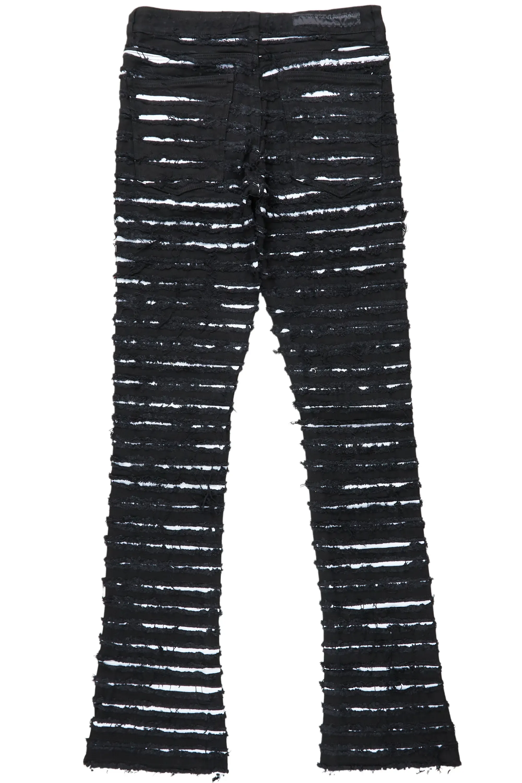 White Black Stacked Flare Jean