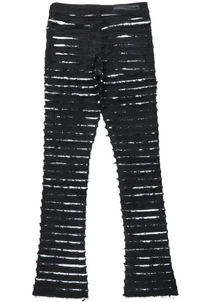 White Black Stacked Flare Jean