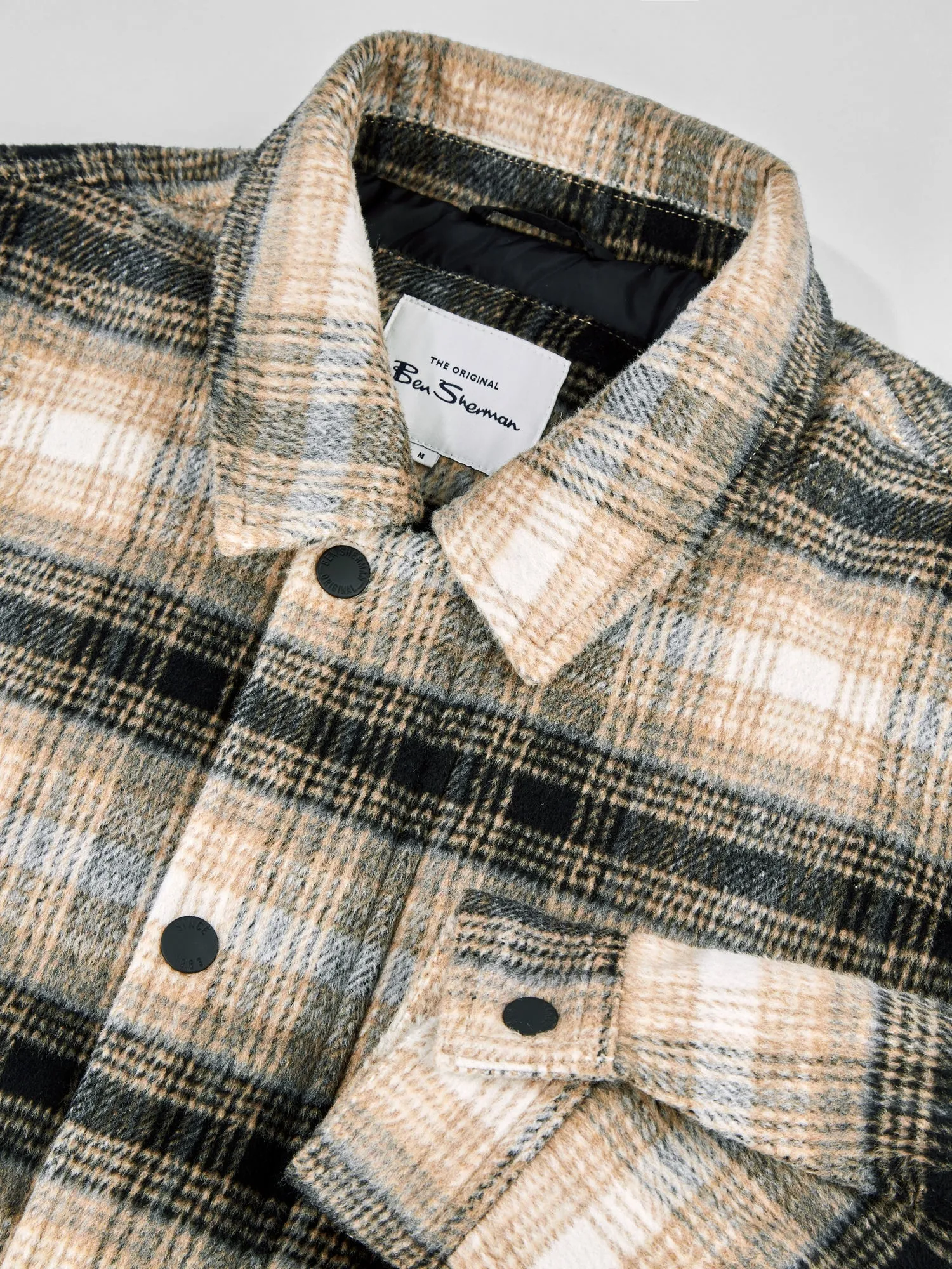 Wool Blend Check Coach Jacket